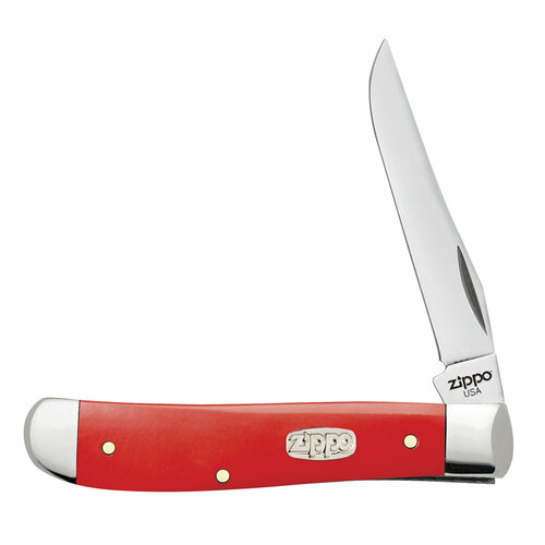 Нож перочинный Zippo Red Synthetic Mini Trapper 50515_207 + зажигалка Zippo 207 + кремни Zippo 2406C + Подарочная коробка для зажигалки Zippo 50DR