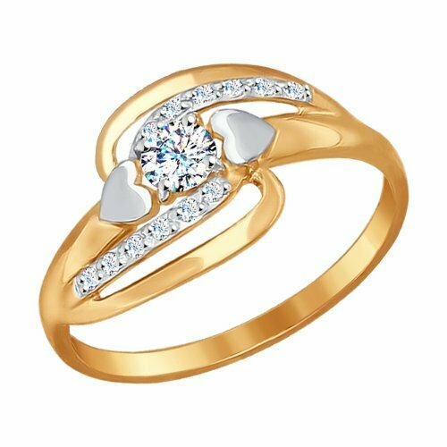 Кольцо Яхонт, красное золото, 585 проба, фианит, размер 18, бесцветный кольцо яхонт золото 585 проба фианит размер 18