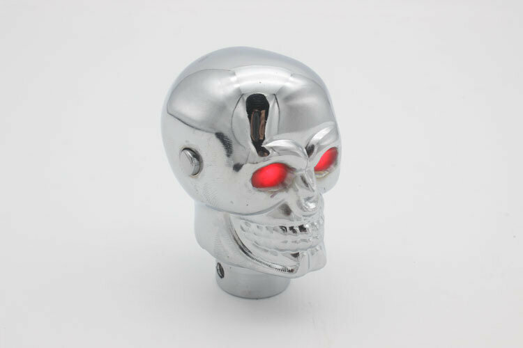 Универсальная рукоятка на рычаг КПП Терминатор Красные глаза стальная / Ручка переключения передач Череп Terminator с красной подсветкой