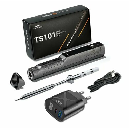 Электрический мини-паяльник TS101 паяльная станция мощностью 65 Вт с цифровым дисплеем жало B2 с блоком питания GAN3 10899₽