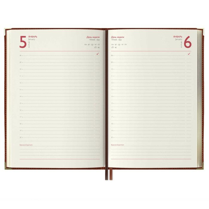 Ежедневник полудатированный Сариф, коричневый, А5+, 192 листа Феникс+ - фото №7