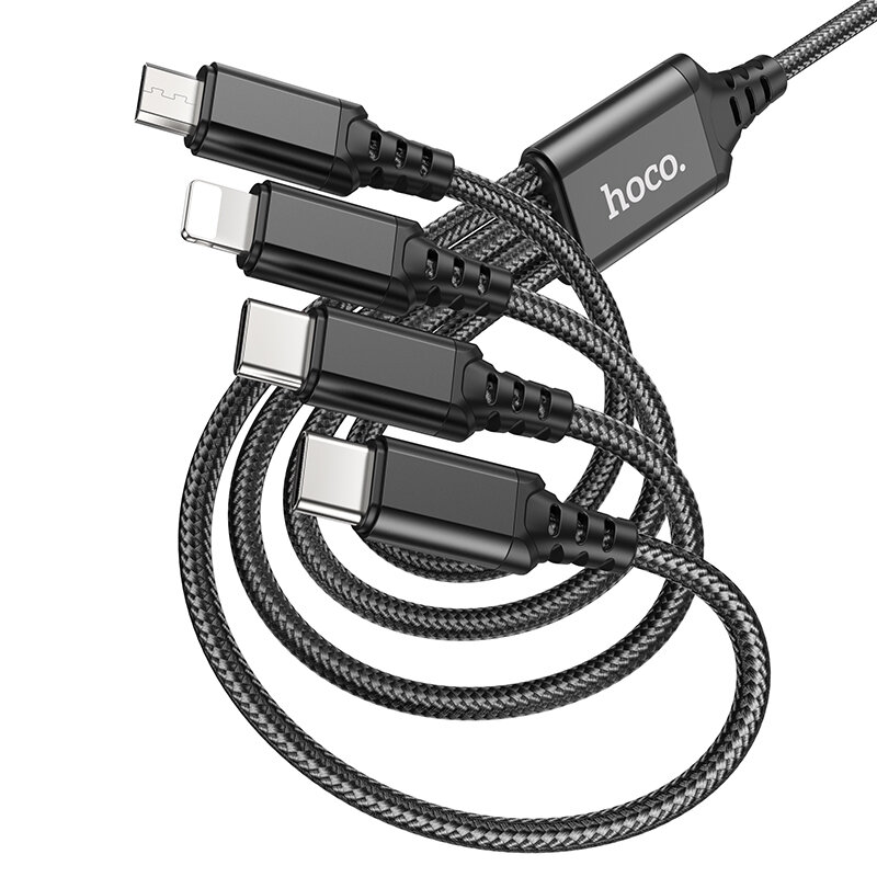 USB дата кабель Lightning+Micro+Type-C+Type-C, X76, HOCO, черный