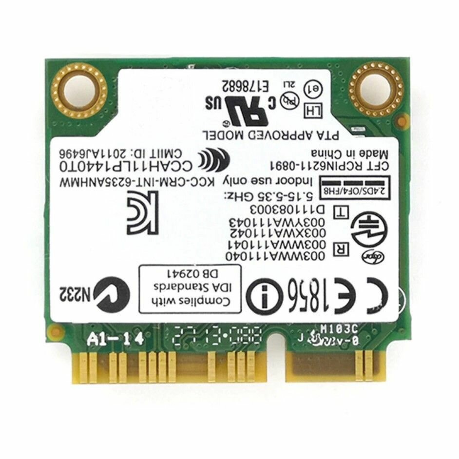 Двухдиапазонная Wi-Fi-карта Для Ноутбука, INTEL 6235 ANHMW Mini PCI-E 2.4/5 ГГц 300 Мбит/с 802.11n /802.11a/g Bluetooth 4.0 Беспроводная WLAN-карта плата Mini PCI-Express