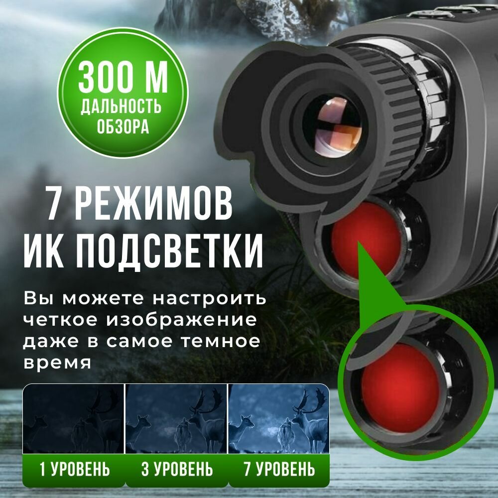 Прибор ночного видения монокуляр TAYMLUX R7 цифровой для охоты, военный 850 nm инфракрасный 1080P высокой четкости