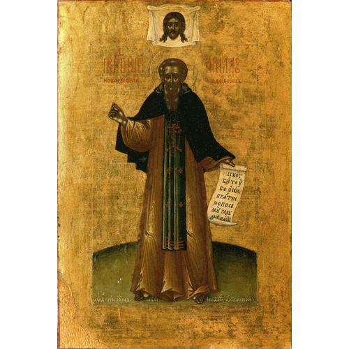 Святой Кирилл Новоезерский деревянная икона на левкасе 40 см