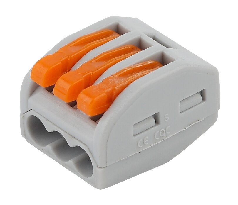 фото ЭРА NO-222-16 Клемма СМК, серия 413, с рычагом, 3 отверстия, 0.08-2.5мм2 (упак. 100 шт.) (100/3000/5