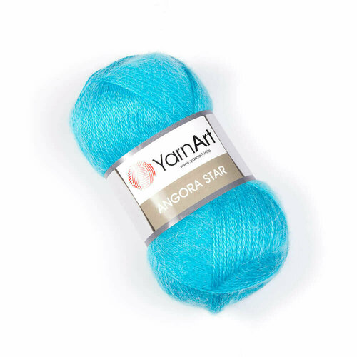 фото Пряжа yarnart angora star (ярнарт ангора стар) нитки для вязания, 100г, 500м, 20% шерсть 80% акрил, цвет 235 бирюзовый, 1 шт.