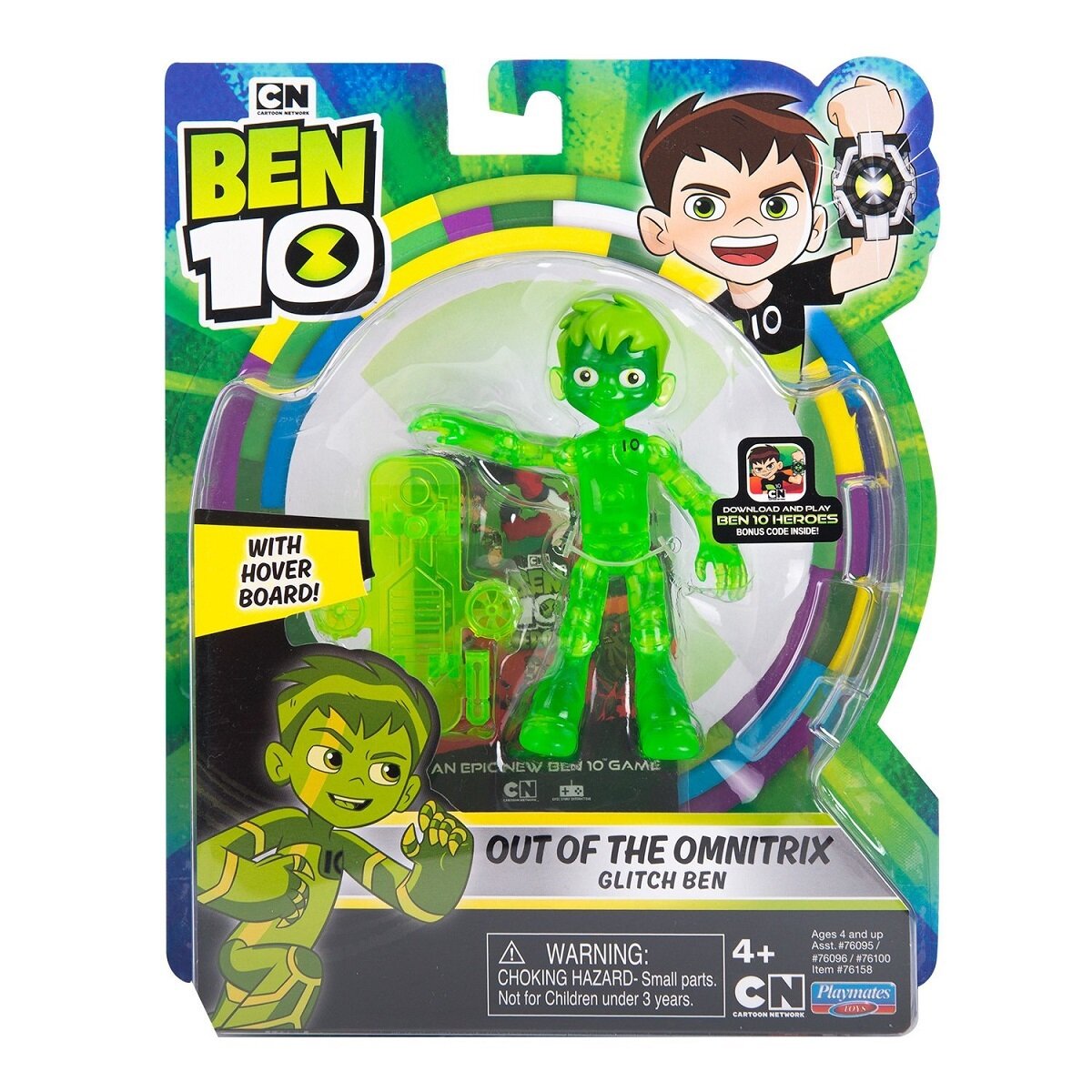 Ben 10 "Фигурка Бен с высотой 10.5 см и доска для скейтборда" OUT OF THE OMNITRIX GLITCH BEN / 76158