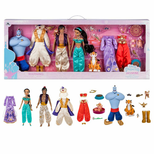 Кукла Подарочный Disney Store, Жасмин, Джин, Аладдин с одеждой и аксессуарами волшебный мир аладдина и жасмин раскраска