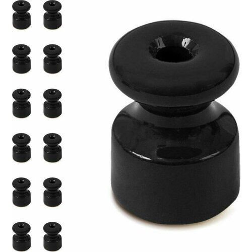 Изолятор Мезонинъ Classic универсальный черный для наружного монтажа витой проводки (комплект из 12 шт)