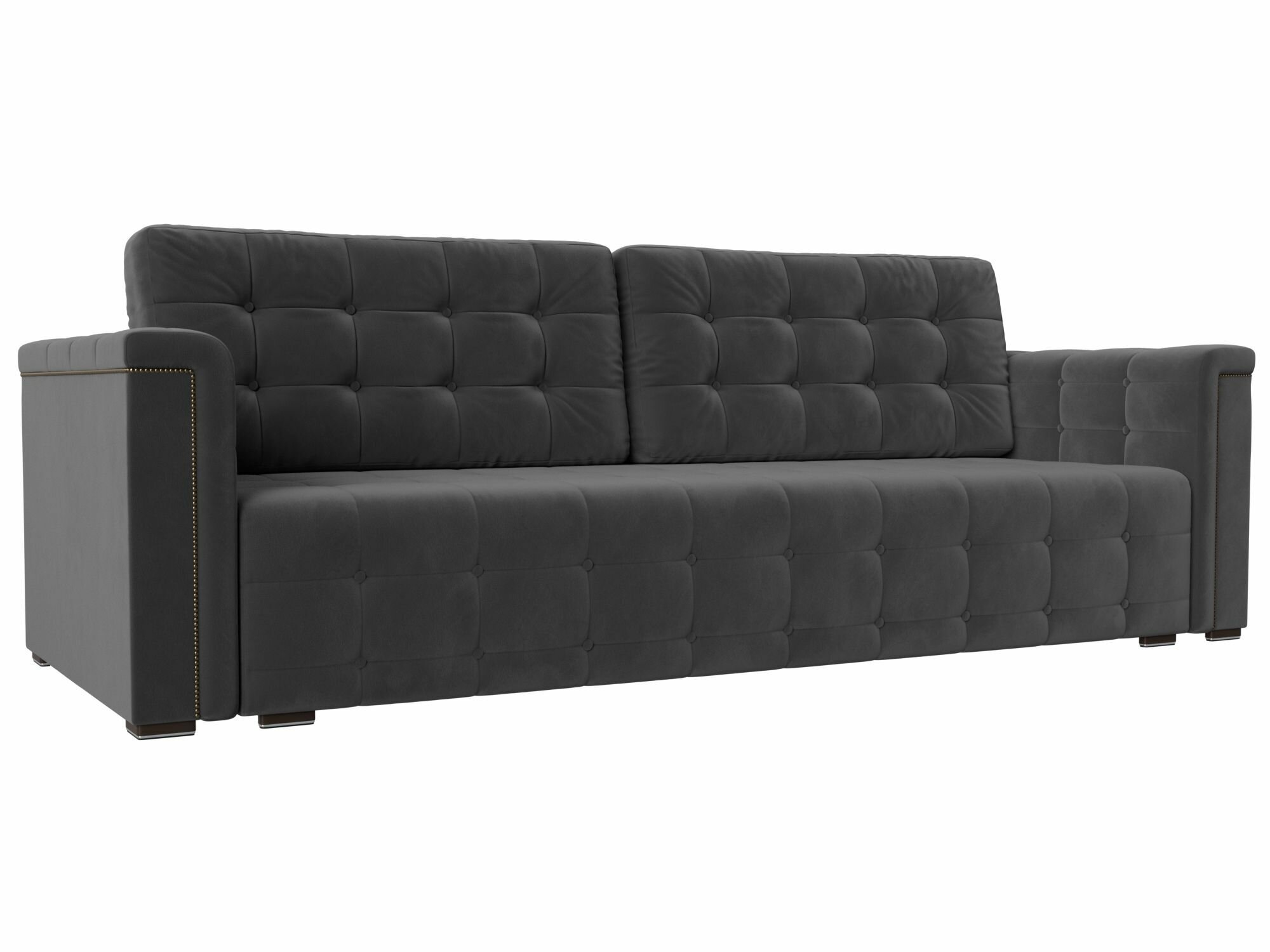 Прямой диван-кровать Лига-002, Велюр Серый