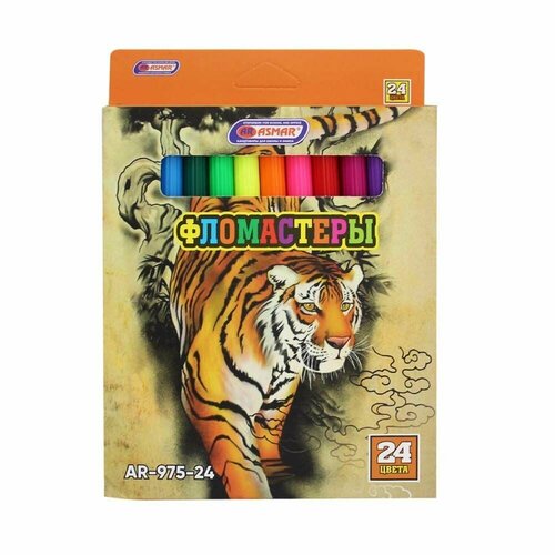 Фломастеры Тигр в картонной упаковке, на европодвесе - 24 цвета