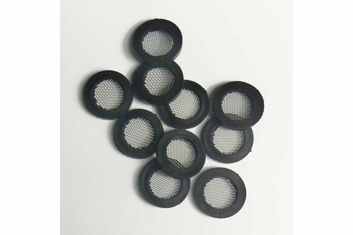 Комплект (набор) резиновых прокладок с нержавеющей сеткой диаметр 1/2' (15 мм.) толщина 25 мм. 10 штук
