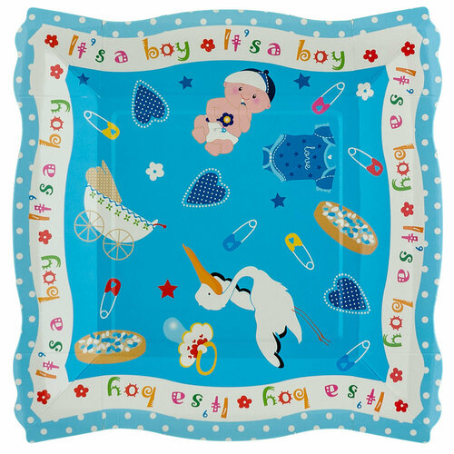 BOOMZEE TRL-05 Тарелки бумажные Квадратные 6 шт. 02- рождение сына