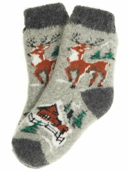 Носки Вяжем размер 9-10 лет, серый/коричневый