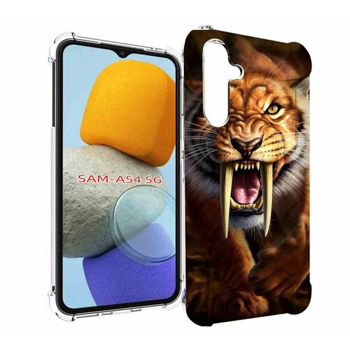 Чехол MyPads саблезубый злой тигр для Samsung Galaxy A54 задняя-панель-накладка-бампер