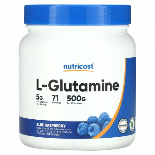 Nutricost, L-Glutamine, Blue Raspberry, 1.1 lb (500 g)