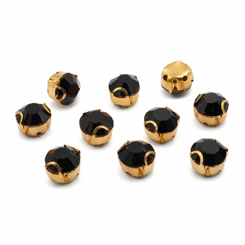 ЗЦ003НН88 Хрустальные стразы в цапах круглые золото черный 88 мм 10 штупак AstraCraft 198₽