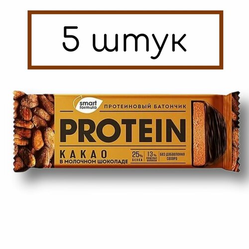 фото Набор протеиновых батончиков smart formula какао, 40 гр 5 шт нет бренда
