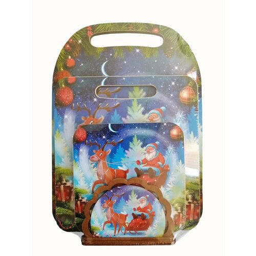 Комплект Дед Мороз и олень доска разделочная доска малая подставка под горячее 14 см салфетница 572₽