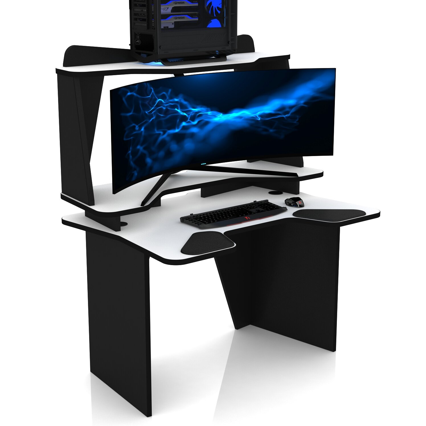 Геймерские игровые столы и кресла Геймерский компьютерный стол DX BIG COMFORT SOFT белый — фото 1