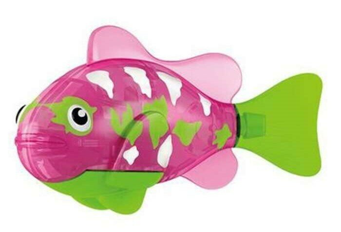 фото РобоРыбка игрушка интерактивная для ванной светящаяся розовая