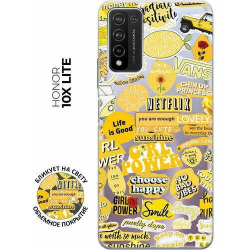 Силиконовый чехол Hippie Stickers на Honor 10x Lite / Хонор 10Х Лайт силиконовый чехол с принтом space stickers для honor 10x lite хонор 10х лайт