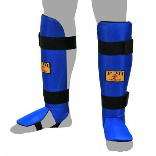 фото Щ21ах щитки на голень с язычком штрих-3, капрон, р. m (цвет синий) рэй-спорт
