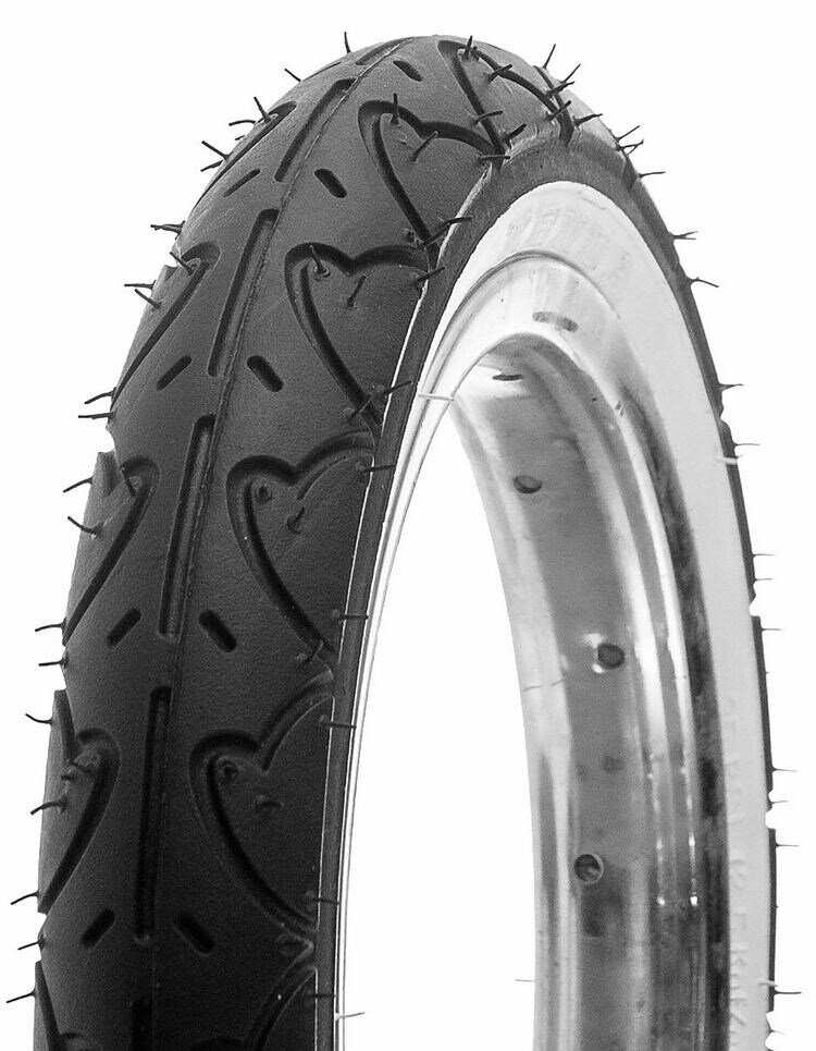 фото Велопокрышка Kenda 12 1/2",1.75 x 2 1/4, 47- 203, K-909, для колясок и детских велосипедов, черная с белым бортом