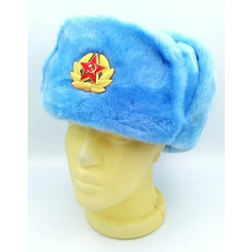 Шапка ушанка ПодариТо, размер 60, голубой шапка ушанка подарито демисезон зима подкладка размер 60 коричневый
