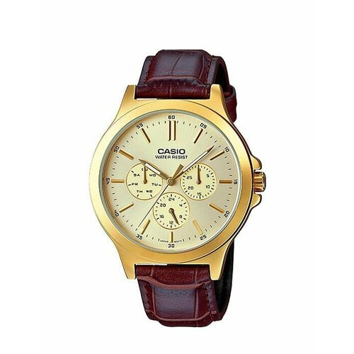фото Наручные часы casio, золотой, коричневый