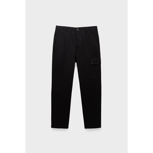 фото Брюки карго c.p. company 2/2 twill loose utility pants зимние, повседневные, прямой силуэт, карманы, со стрелками, размер 54, черный