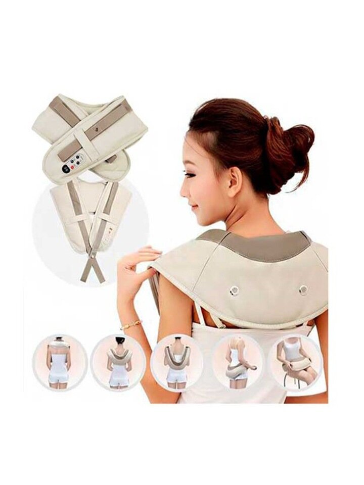 Ударный массажер Cervical Massage Shawls белый для спины, шеи и плеч, массажер ударный электрический — фото 1