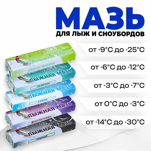 Мазь лыжная, 5 шт, от 0 до -30°C, 200 г