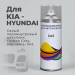 Краска-спрей, аэрозоль для авто по коду SAE KIA - HYUNDAI Серый перламутровый - металлик, Carbon Grey. Аэрозольный баллон - изображение