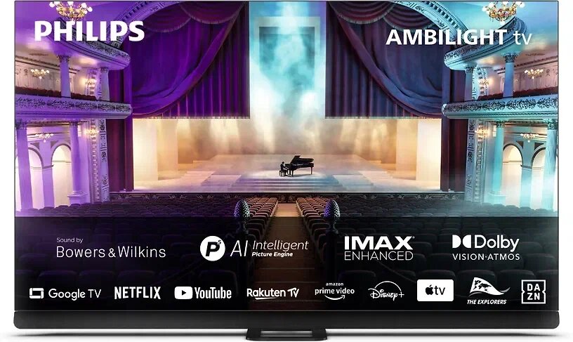 Philips 77OLED908, OLED MLA, 4K UHD, Google TV, Ambilight, Bowers & Wilkins