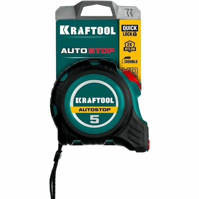 Рулетка Kraftool AUTOSTOP 3412-5-25, 5 метров, 25 мм, автостоп
