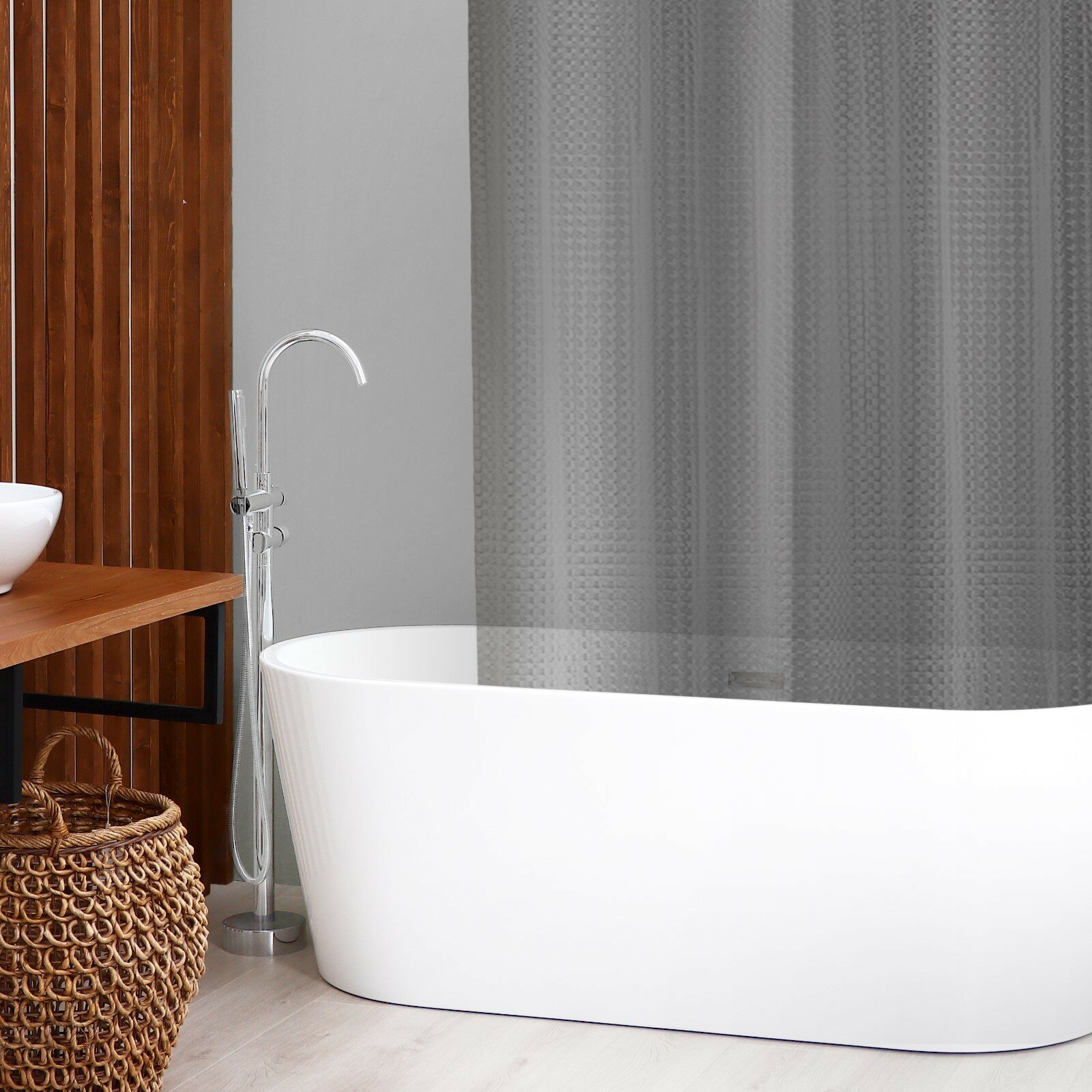 Штора для ванной «Квадраты», 180×180 см, PEVA, цвет серый