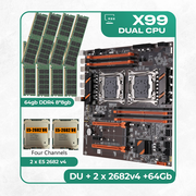 Комплект материнской платы X99: ZX-DU99D4 + 2 x Xeon E5 2682v4 + DDR4 64Гб 8х8Гб