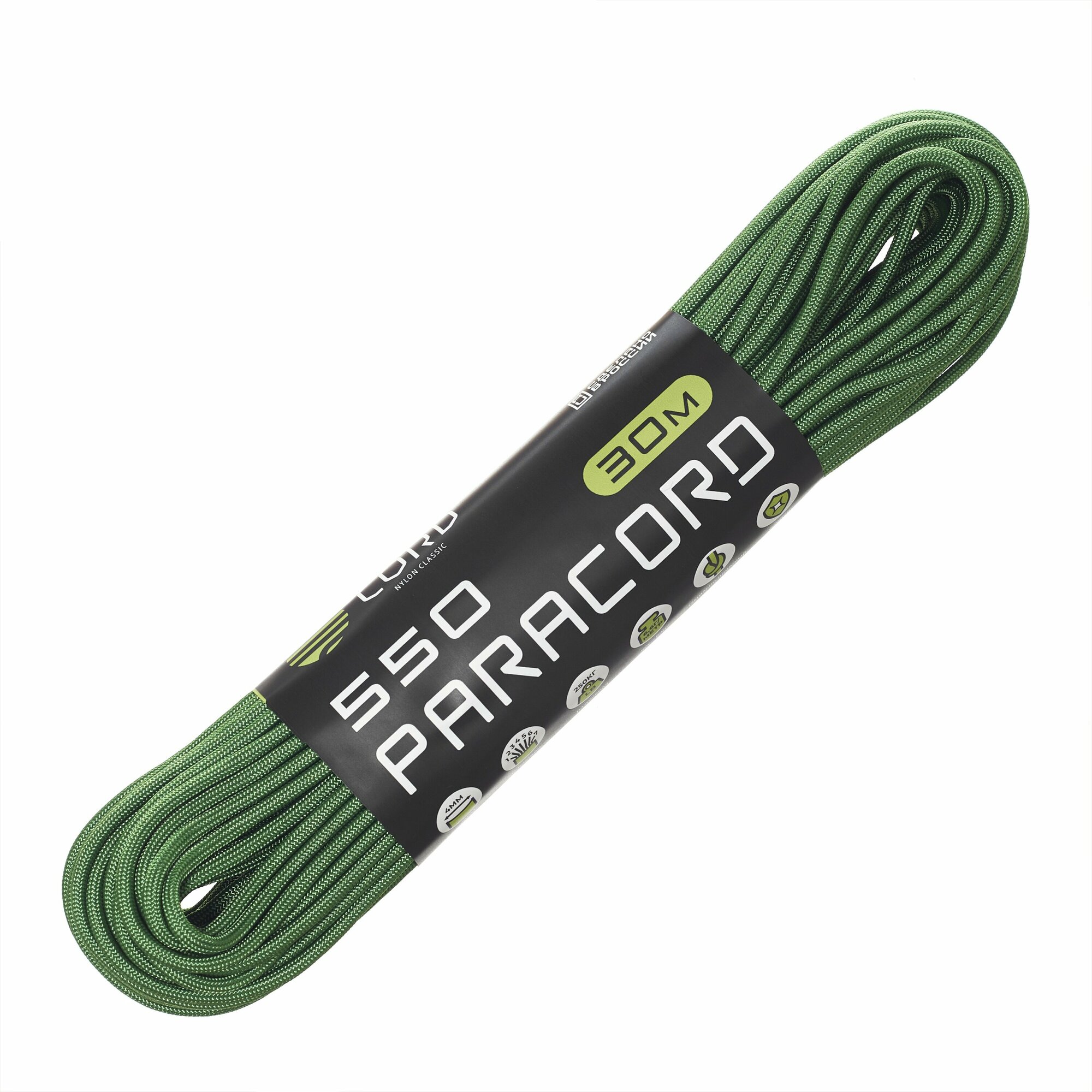 Паракорд 550 CORD RUS nylon 30м 4мм ULTRAGREEN