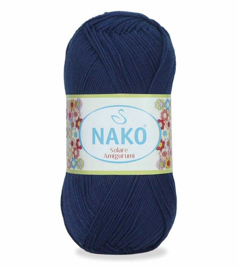 Пряжа NAKO Solare Amigurumi (Нако), тем. синий - 6955, 100% хлопок, 5 мотков, 100 г, 300 м.