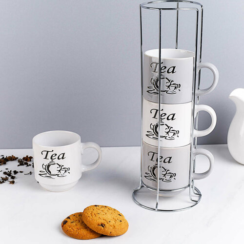 Набор кружек 4 штуки на металлической подставке 1415₽