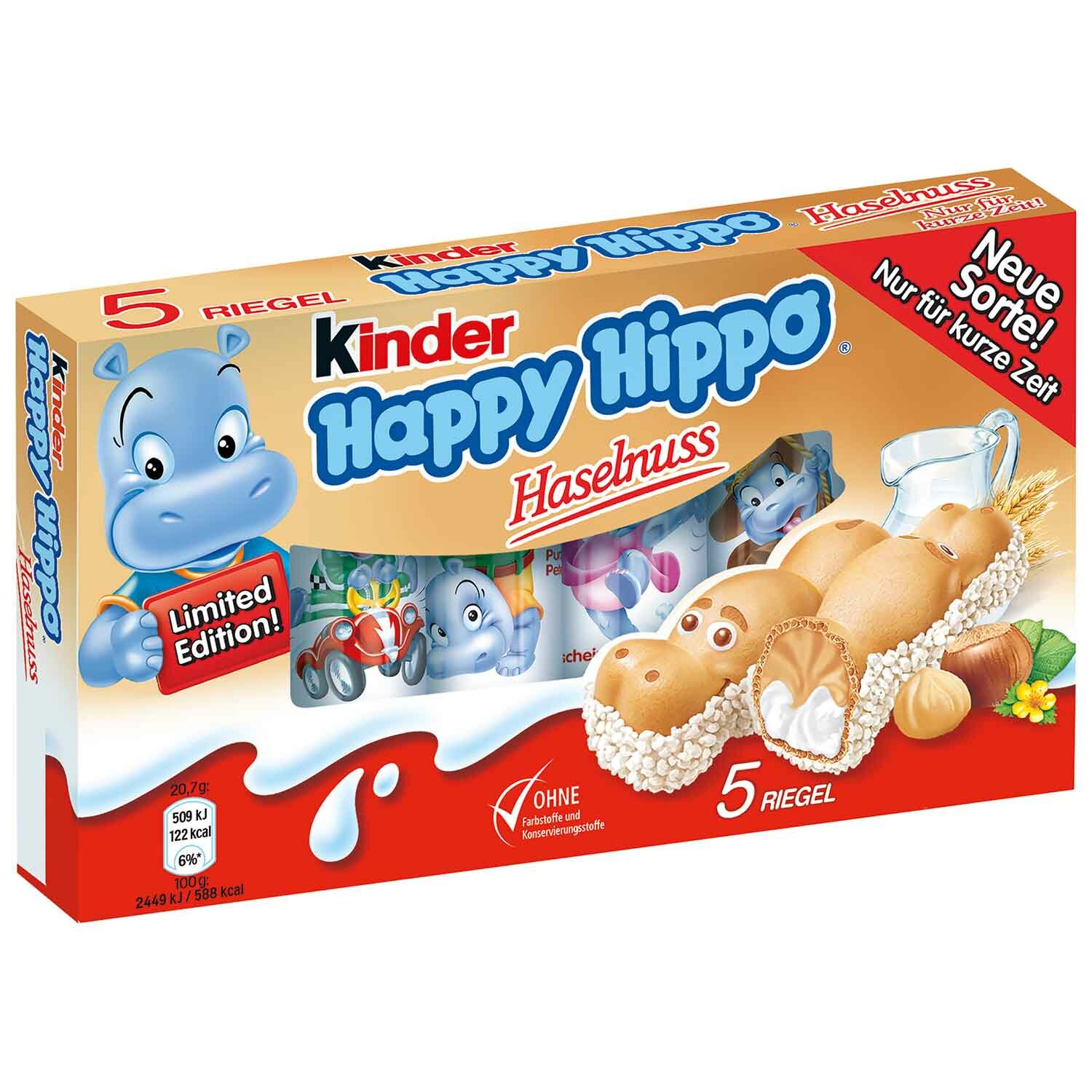 фото Шоколадно-молочное печенье Kinder Happy Hippo Hazelnut / Киндер Хеппи Хиппо с Фундуком 103,5 г. (Германия)