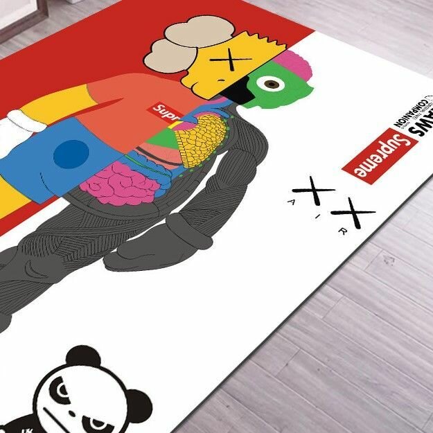 фото Ковер безворсовый KAWS Companion/Кавс 60x90см. Коврик универсальный, в ванную комнату, в прихожую, противоскользящий