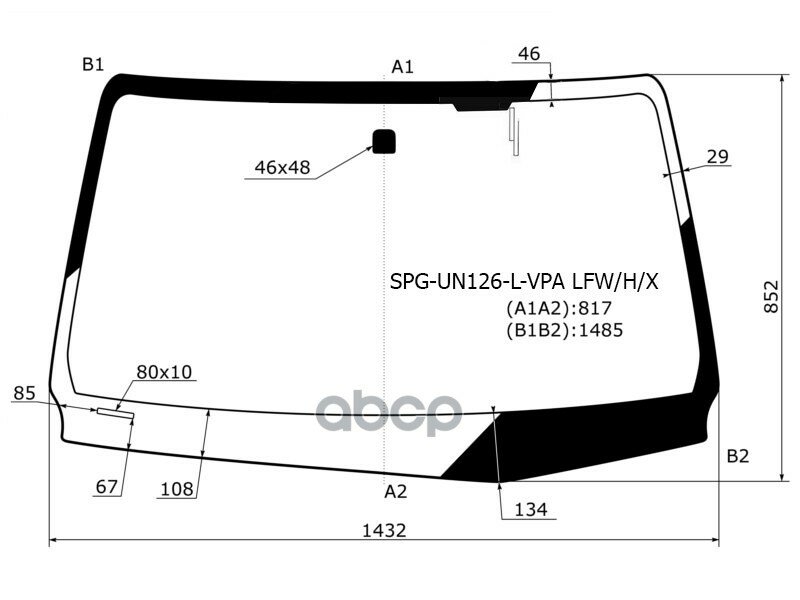 SAT SPG-UN126-L-VPA LFW/H/X Стекло лобовое (Антенна/ Место под антенну) Toyota Hilux Pick Up 15- / Fortuner 15-