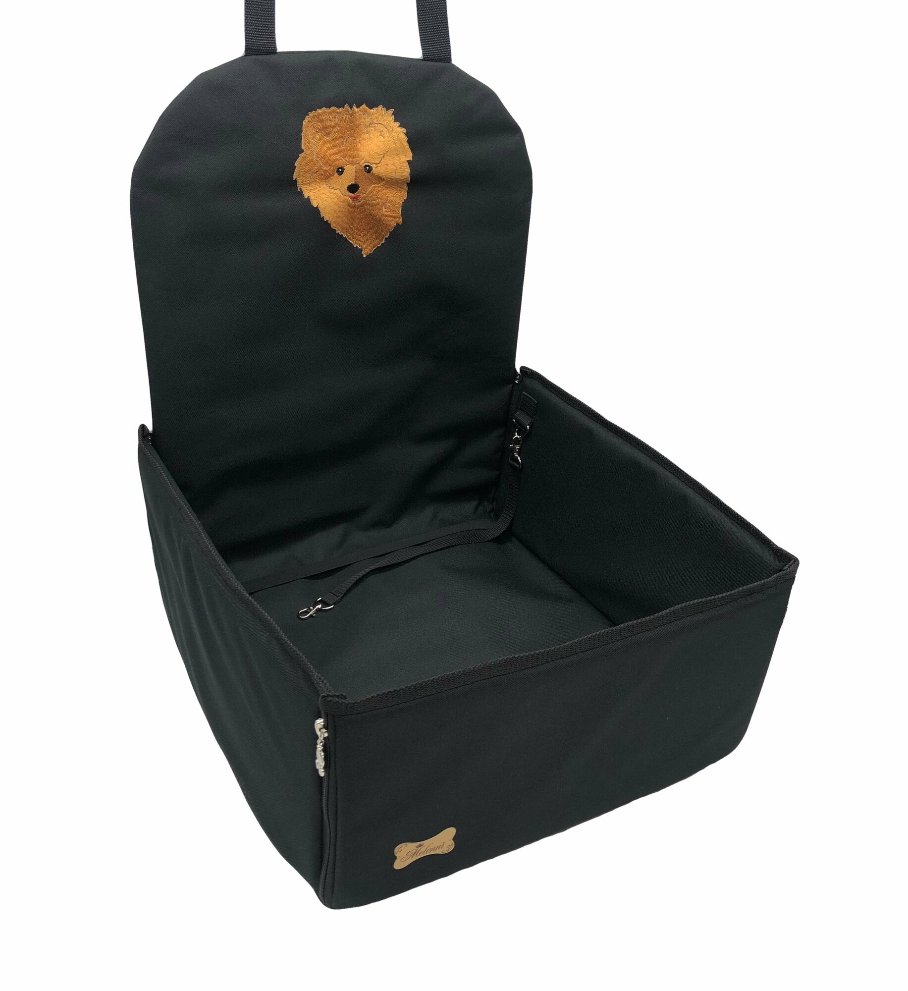 Автогамак для животных Melenni Стандарт рыжий Шпиц черный/черный