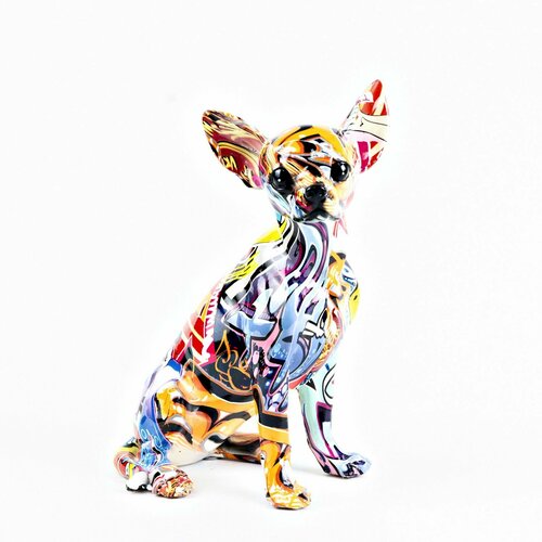 Статуэтка интерьерная собака Чихуахуа граффити 26 см декор для дома интерьера Фигурка декоративная украшение 6229₽