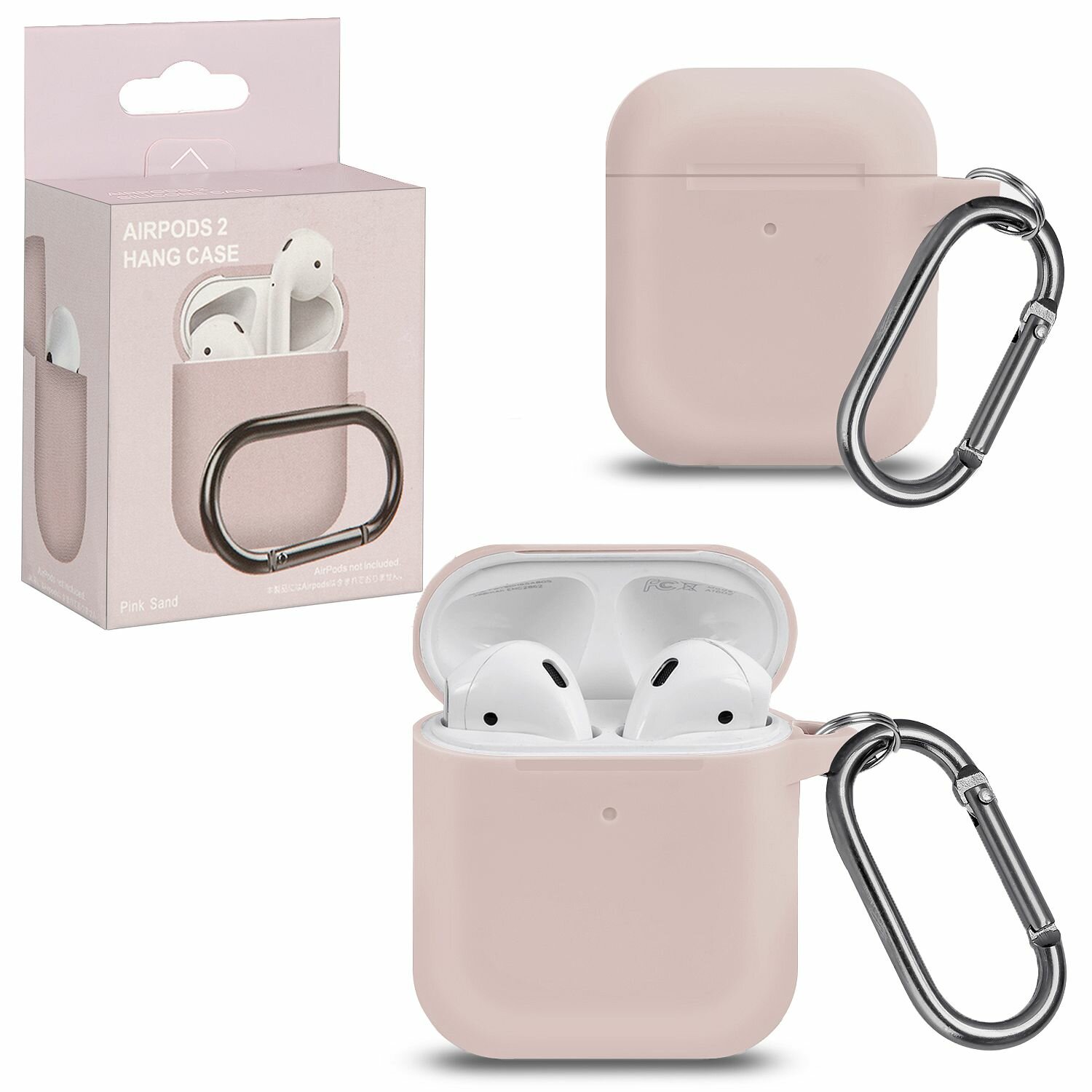 Чехол для наушников Apple AirPods 1/2 с карабином №2 pink sand