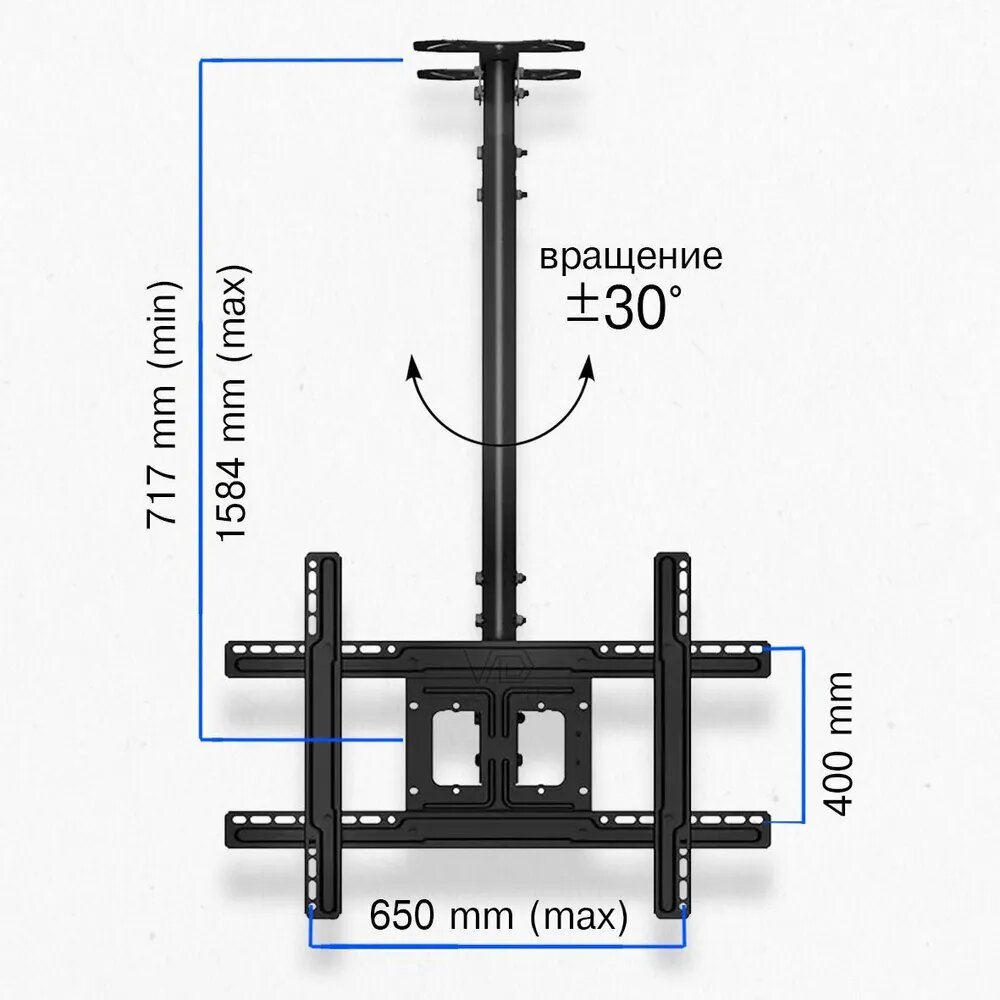 Кронштейн для телевизора/ потолочный/ диагональ 32"-70" NB T560-15, наклонно-поворотный