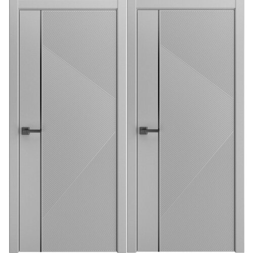 Межкомнатная дверь Ульяновская Велла эмаль светло-серая, черный молдинг (600х2000)